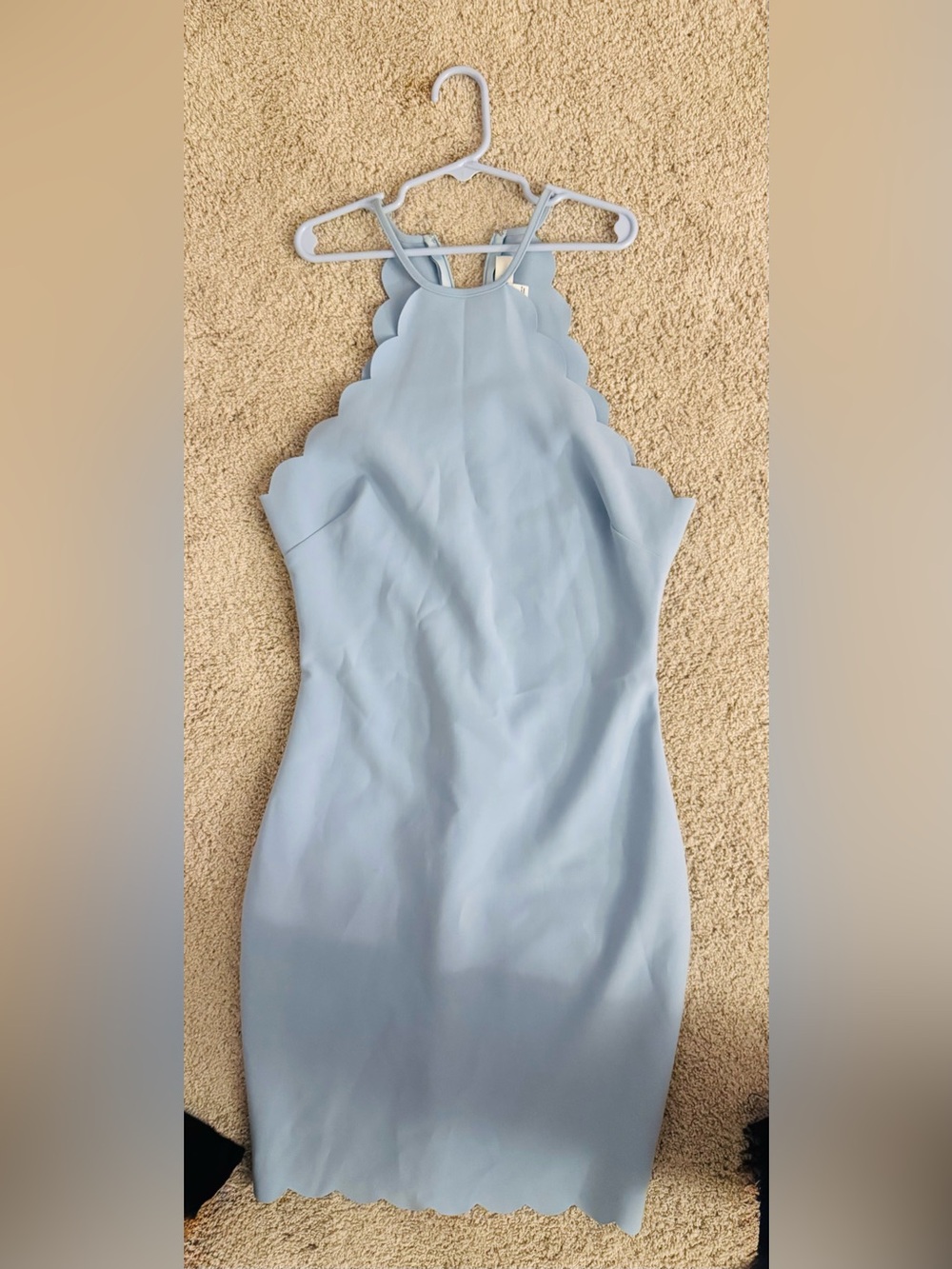 Scalloped Halter Dress in Light Blue